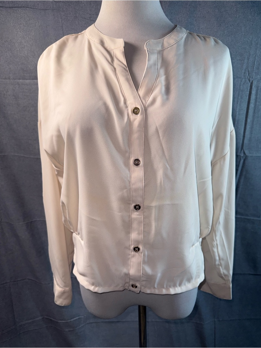 1945-Xhilaration Cream Button-Down Blouse